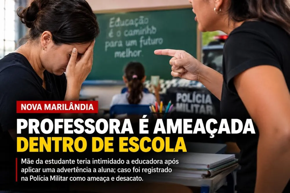 Professora é ameaçada dentro de escola após advertência a aluna em Nova Marilândia